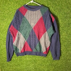 Liberty XL Argyle‎ Knit Sweater Menswear Preppy Pullover Classic Fit
